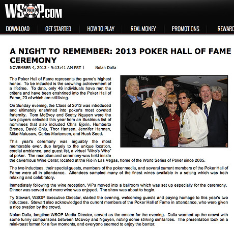Poker Hall of Fame Induction Ceremony